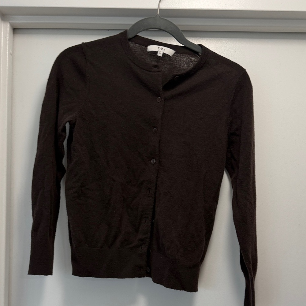 Tibi Button-Up Crewneck Cardigan